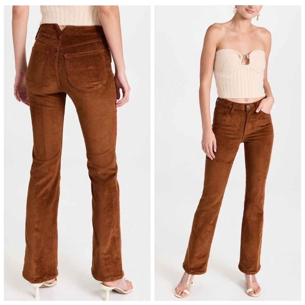 SPRWMN Corduroy 5 Pocket Micro Flare Mid Rise Pants Dark Cognac Brown